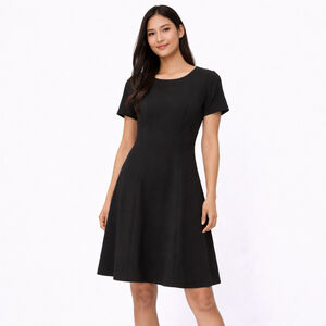 Women's Chelsea Rose Black Short Sleeve A-Line Dress Size 8 NWT